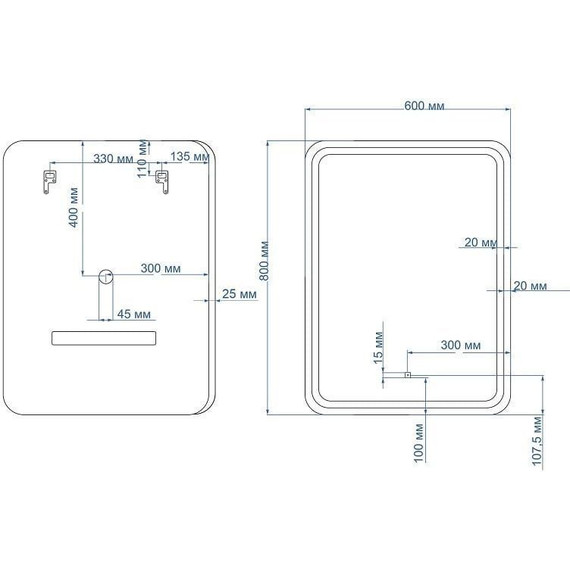 Зеркало Art&Max Genova Led 60 см AM-Gen-600-800-DS-F-H, черный матовый - фото 5