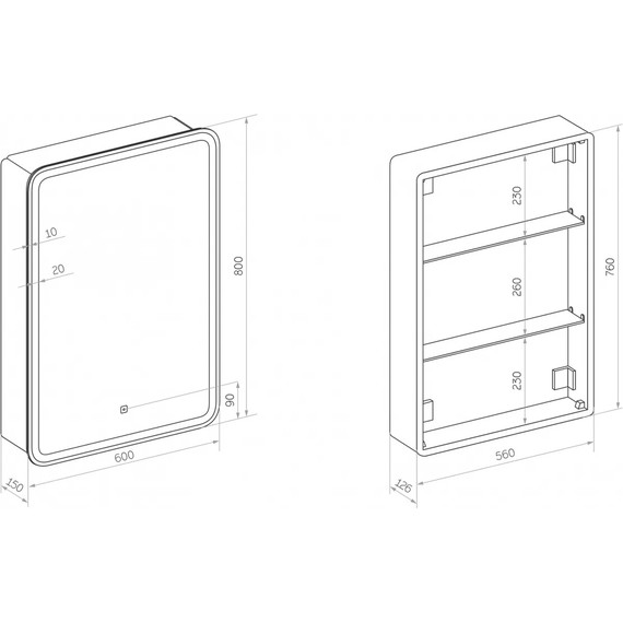 Зеркало-шкаф Art&Max Platino Led 60 см AM-Pla-600-800-1D-L-DS-F - фото 11