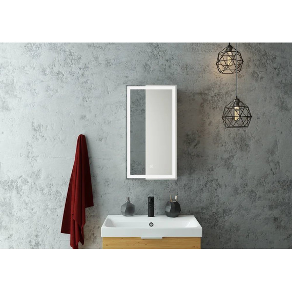 Зеркало-шкаф Art&Max Techno Led 35 см AM-Tec-350-650-1D-L-DS-F-Nero, черный матовый - фото 3