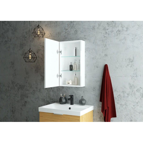 Зеркало-шкаф Art&Max Techno Led 35 см AM-Tec-350-650-1D-L-DS-F, белый матовый - фото 7