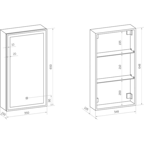 Зеркало-шкаф Art&Max Techno Led 35 см AM-Tec-350-650-1D-R-DS-F-Nero, черный матовый - фото 10
