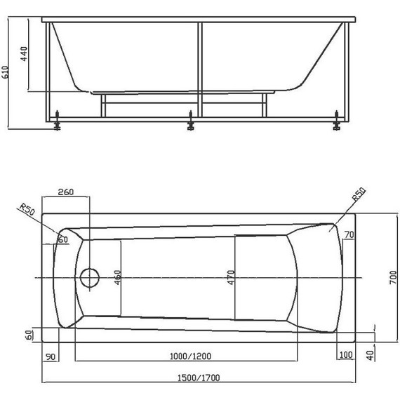 Ванна акриловая Azario Enrica 150x70 см AV.0030150, Размер - мм: 1500х700 - фото, картинка 4 Ванна акриловая Azario Enrica 150x70 см AV.0030150, Размер - мм: 1500х700 - фото 4