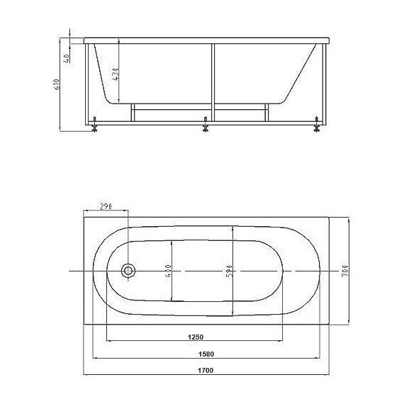 Ванна акриловая Azario Felisa 170x70 см AV.0040170, Размер - мм: 1700х700 - фото, картинка 4 Ванна акриловая Azario Felisa 170x70 см AV.0040170, Размер - мм: 1700х700 - фото 4