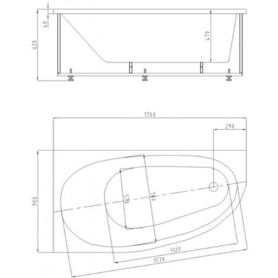 Ванна акриловая Azario Kapris 170x90 см AV.0062170 L, Размер - мм: 1700х900 - фото 5