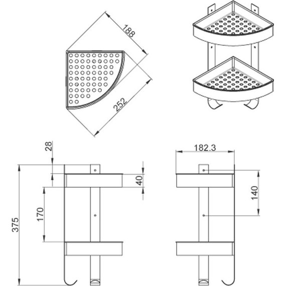 Полка угловая Azario AZ-833-2 - фото, картинка 2 Полка угловая Azario AZ-833-2 - фото 2