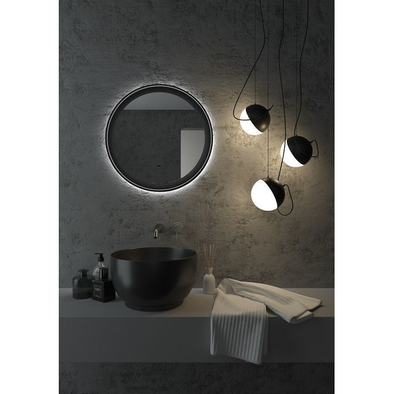 Зеркало Art&Max Napoli Led 60 см AM-Nap-600-DS-F, черный матовый - фото 3