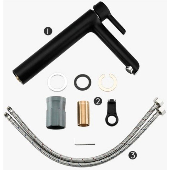 Смеситель для раковины высокий Gappo G1003-16, черный/хром - фото 4