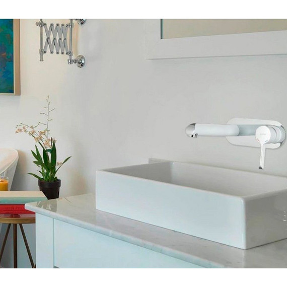 Смеситель для раковины настенный Gappo G1003-28, белый/хром - фото 2