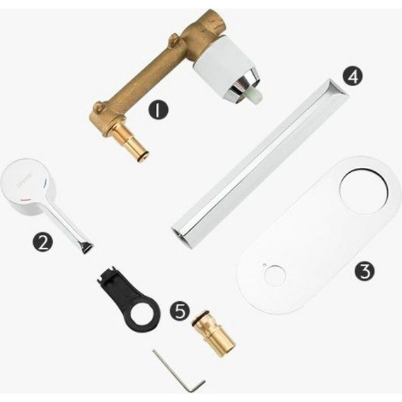 Смеситель для раковины настенный Gappo G1003-28, белый/хром - фото 4