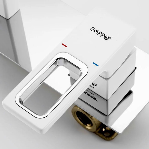 Смеситель для раковины настенный Gappo Futura G1017-12, белый/хром - фото 3