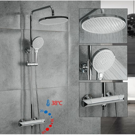 Душевая стойка с термостатом Gappo G2403-48, белый/хром - фото 3