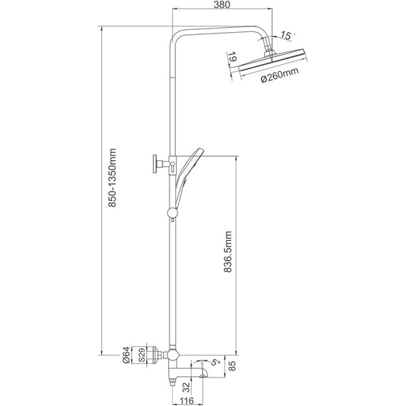 Душевая стойка с термостатом Gappo G2403-58, белый/хром - фото 2