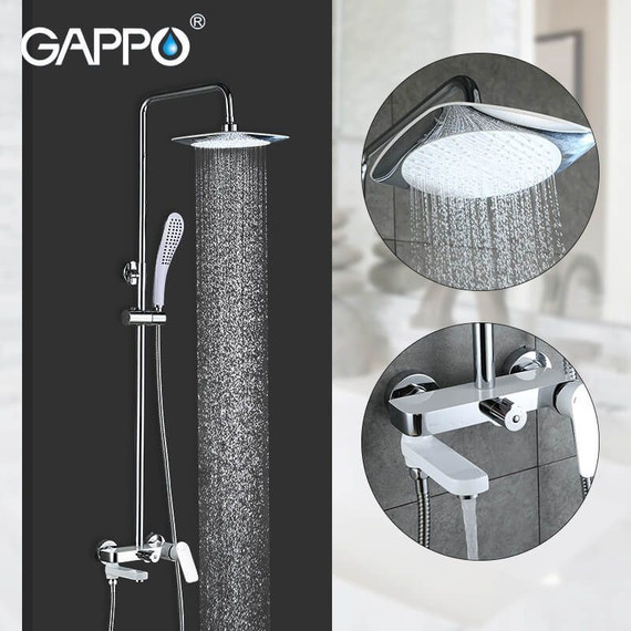 Душевая стойка Gappo G2448-8, белый/хром - фото, картинка 2 Душевая стойка Gappo G2448-8, белый/хром - фото 2
