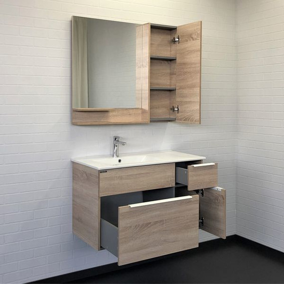 Зеркало-шкаф Comforty Варна 90 см, дуб сонома - фото 6