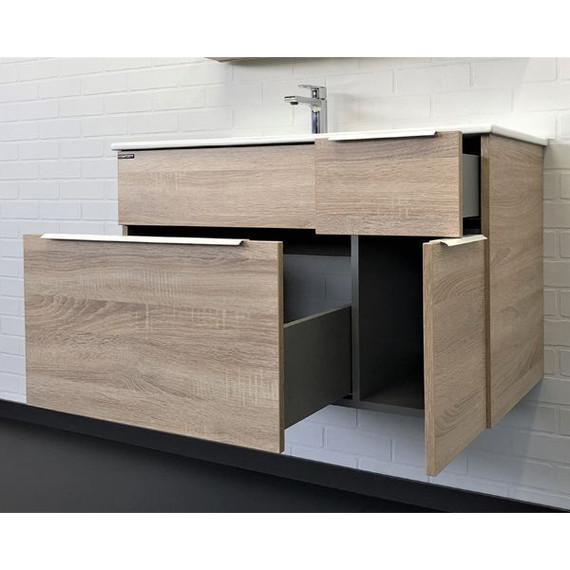 Тумба подвесная с раковиной Comforty Варна 90 см, дуб сонома - фото 5