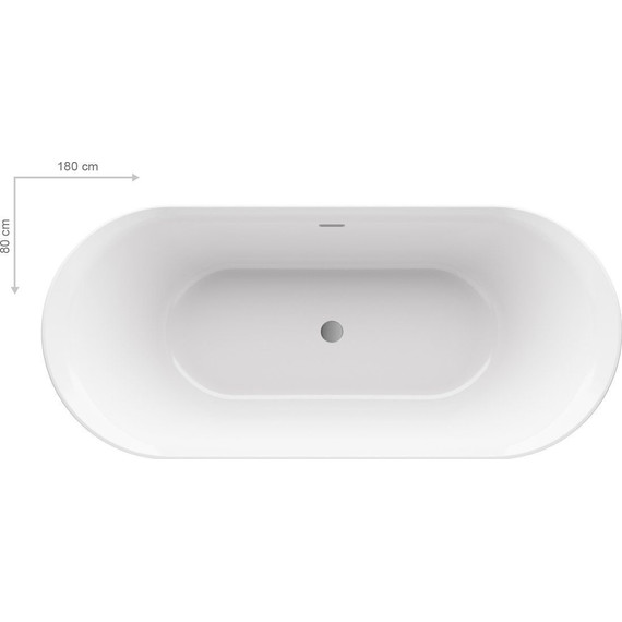 Ванна отдельностоящая Ravak Ypsilon 180х80 см XC00100034 (чёрный слив) - фото 3