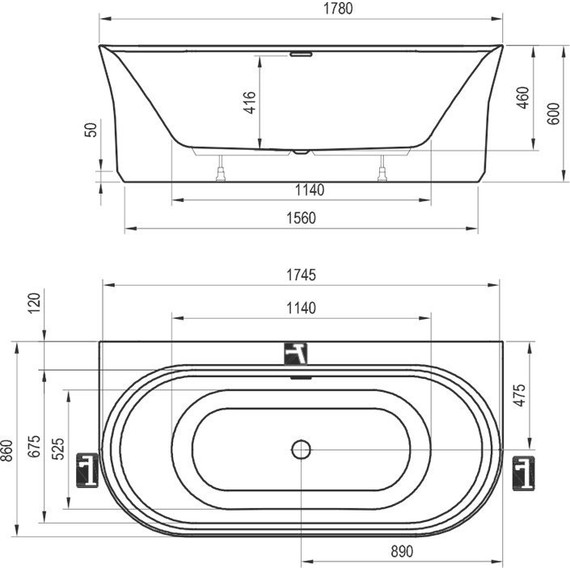 Ванна акриловая Ravak Ypsilon Wall 178х86 см XC00100028, Размер - мм: 1800х850 - фото, картинка 11 Ванна акриловая Ravak Ypsilon Wall 178х86 см XC00100028, Размер - мм: 1800х850 - фото 11