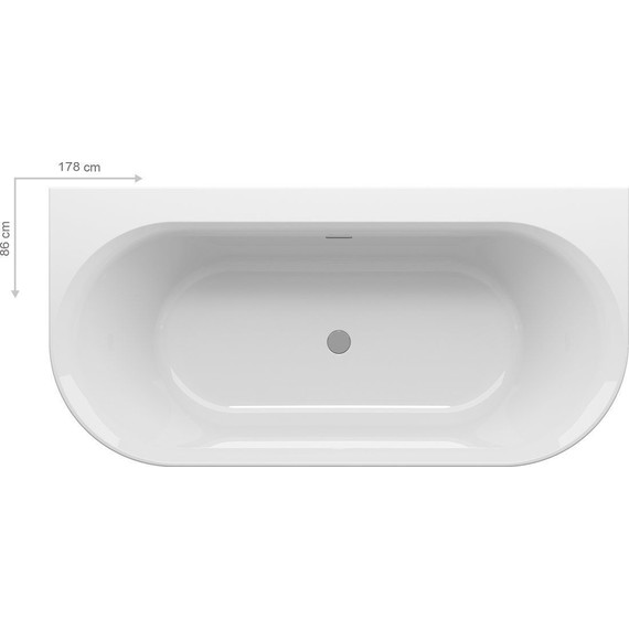 Ванна акриловая Ravak Ypsilon Wall 178х86 см XC00100035 (чёрный слив) - фото 4