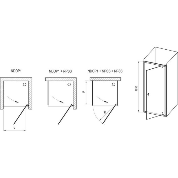 Душевая дверь Ravak Nexty NDOP1 80 см 03O40101Z1, белый/прозрачное - фото 3