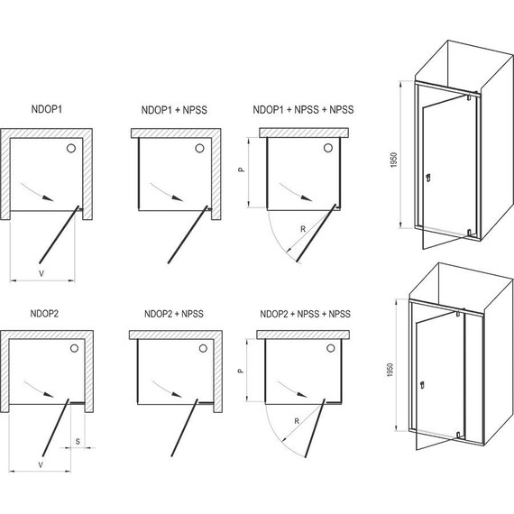 Душевая дверь Ravak Nexty NDOP2 120 см 03OG0300Z1, чёрный/прозрачное - фото 6