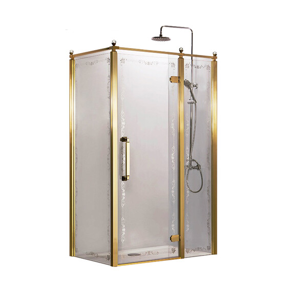 Душевое ограждение Azario Ontario AZ-NBB1231-R 120х90 см, золото/прозрачное/узор - фото 