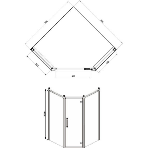 Душевое ограждение Azario Ontario AZ-NBB3231 90х90 см (стекло 8 мм) золото/прозрачное - фото 5