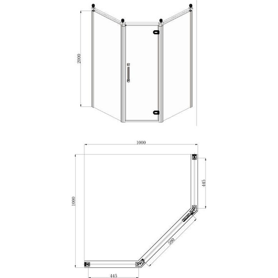 Душевое ограждение Azario Ontario AZ-NBB3231 100х100 см (стекло 8 мм) золото/прозрачное - фото 5