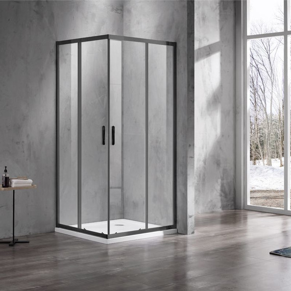 Душевое ограждение Azario Milton 100х100 см AZ-ND1142 1000 Black, черный/прозрачное - фото, картинка 2 Душевое ограждение Azario Milton 100х100 см AZ-ND1142 1000 Black, черный/прозрачное - фото 2