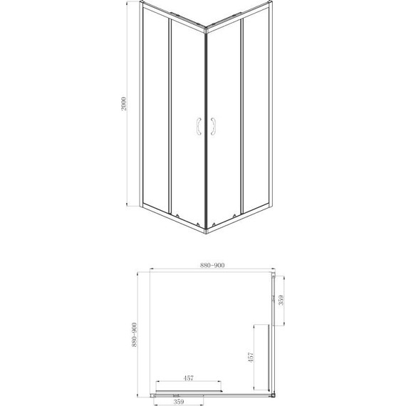 Душевое ограждение Azario Milton 90х90 см AZ-ND1142 900 Black, черный/прозрачное - фото, картинка 3 Душевое ограждение Azario Milton 90х90 см AZ-ND1142 900 Black, черный/прозрачное - фото 3