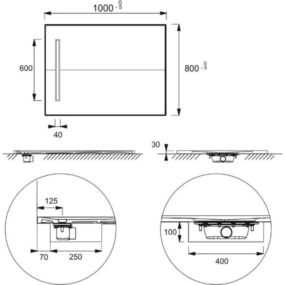 Каменный поддон Jacob Delafon Surface 100х80 см E62625-SS2 - фото 2