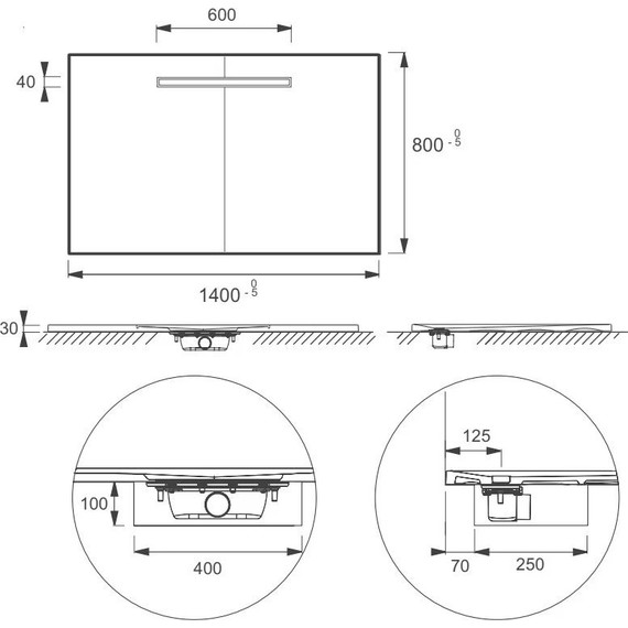 Каменный поддон Jacob Delafon Surface 140х90 см E62629-SS2 - фото 3