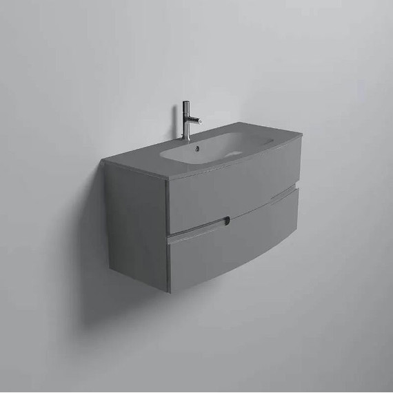 Тумба подвесная с раковиной Jacob Delafon Nona 100 см EB1889RU-442, серый антрацит (стеклянная раковина EB1885RU-DE4, серый матовый) - фото 2