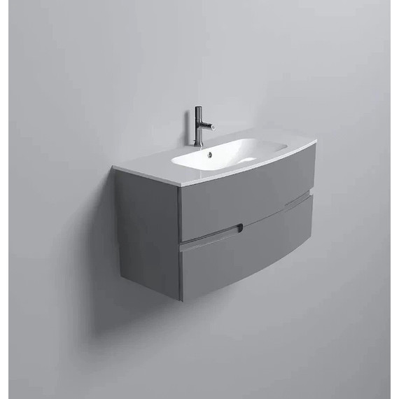 Тумба подвесная с раковиной Jacob Delafon Nona 100 см EB1889RU-442, серый антрацит (стеклянная раковина EB1885RU-DE1) - фото 3