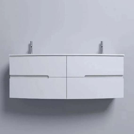 Тумба подвесная с раковиной Jacob Delafon Nona 140 см EB1891RU-G1C, белый глянцевый (стеклянная раковина EB1887RU-DE4, серый матовый) - фото 3