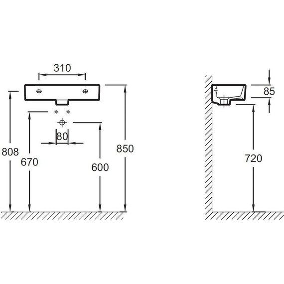 Раковина подвесная Jacob Delafon Odeon Rive Gauche 50 см L EGO112-55-00 - фото 6