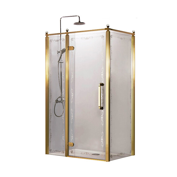 Душевое ограждение Azario Ontario AZ-NBB1231-L 120х90 см (стекло 8 мм) золото/прозрачное/узор - фото 