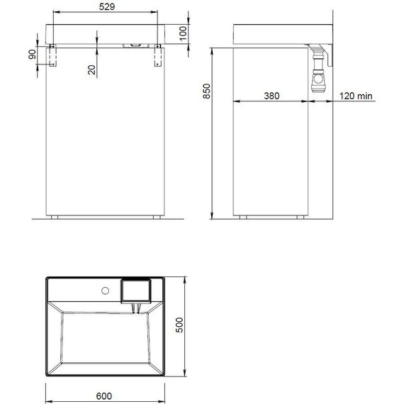 Раковина над стиральной машиной Azario Sharp 50 60 см CS00078298 - фото, картинка 4 Раковина над стиральной машиной Azario Sharp 50 60 см CS00078298 - фото 4