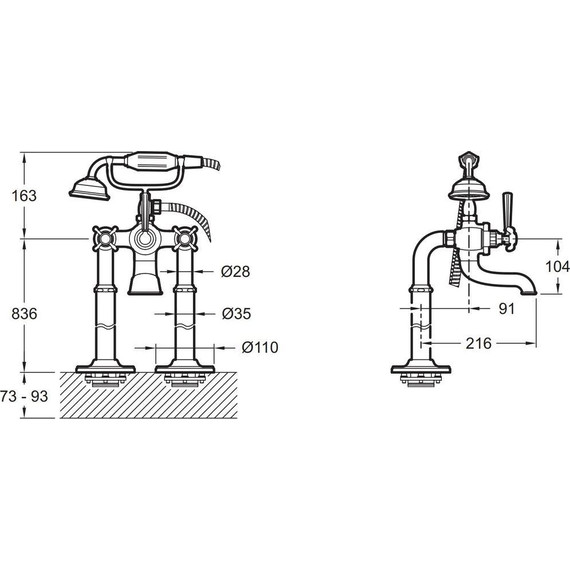 Смеситель для ванны Jacob Delafon Cleo 1889 E24314-BGG, золото - фото 14