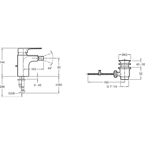Смеситель для биде Jacob Delafon Aleo+ E72316-CP - фото 2