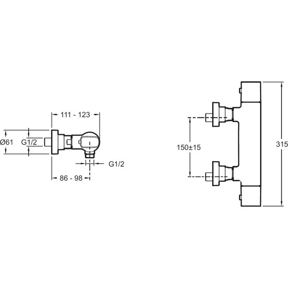 Смеситель для душа с термостатом Jacob Delafon Aleo E72352-CP - фото 2