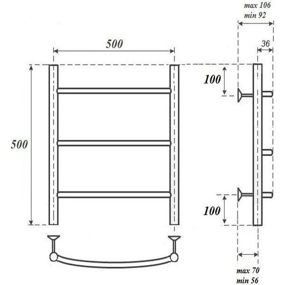 Полотенцесушитель водяной Point П3 500x500 мм PN04155 - фото 3