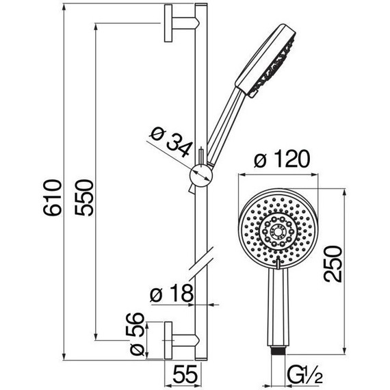Душевой гарнитур Nobili AD140/54BM, чёрный матовый - фото 2