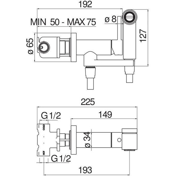 Набор для гигиенического душа Nobili AV00600BM, чёрный матовый - фото 2