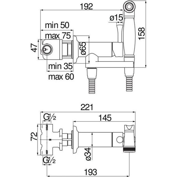 Набор для гигиенического душа Nobili AV00610BR, бронза - фото 2