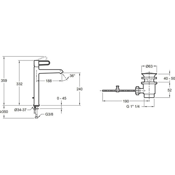 Смеситель для раковины высокий Jacob Delafon Odeon Rive Gauche E21030-CP-CP - фото 2