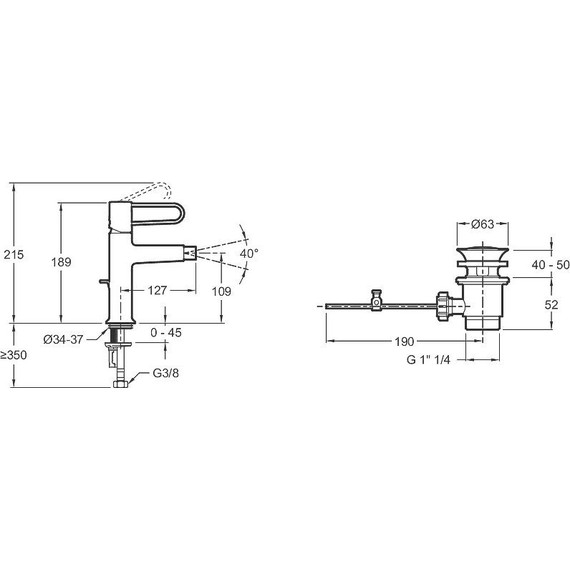 Смеситель для биде Jacob Delafon Odeon Rive Gauche E21033-CP-00, белый/хром - фото 2