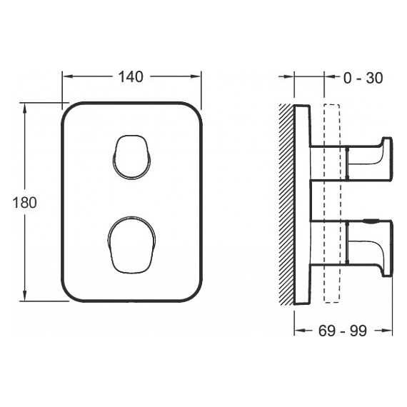 Смеситель для душа с термостатом Jacob Delafon Modulo E75385-CP - фото 2