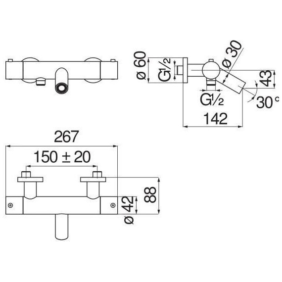 Смеситель для ванны с термостатом Nobili Velis VE125010/1FLP, чёрный глянцевый - фото 2