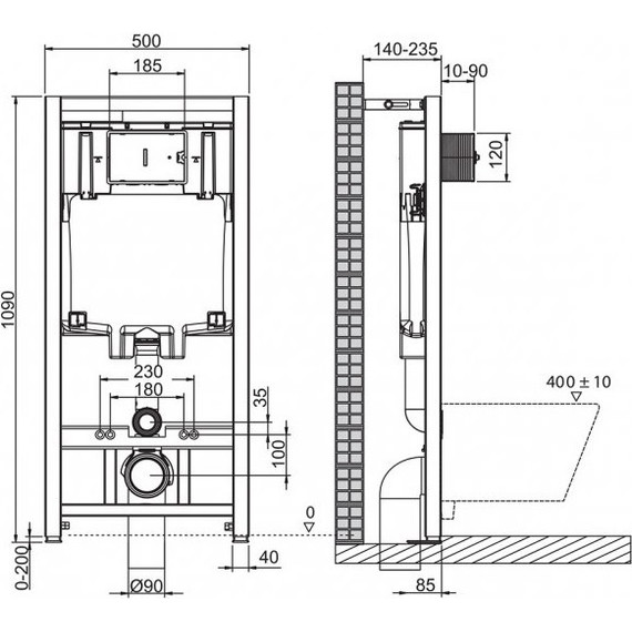 Инсталляция BelBagno BB002-80 с подвесным безободковым унитазом BelBagno Uno BB3105CHR/SC (кнопка Sfera, белая) - фото 12