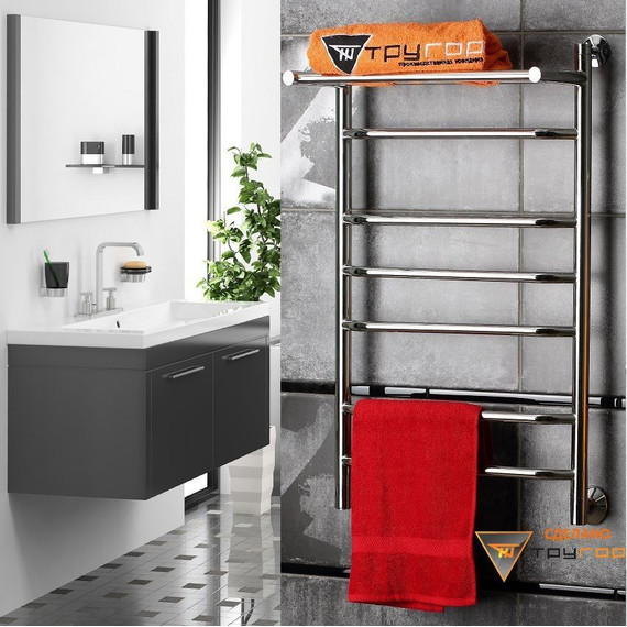 Полотенцесушитель водяной Тругор Браво НК3 с полкой П7 600x800 мм 00-00021836 - фото 2
